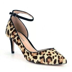 Antonio Melani Leopard Print Ankle Strap  Marchela Calf Hair Heels New